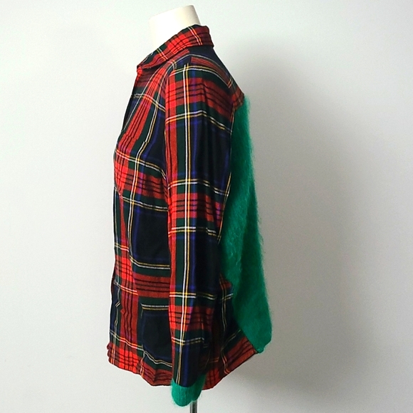 Refashioned 90s Grunge Plaid & Knit Lumberjack Shirt (M/L) - Picture 4 of 7